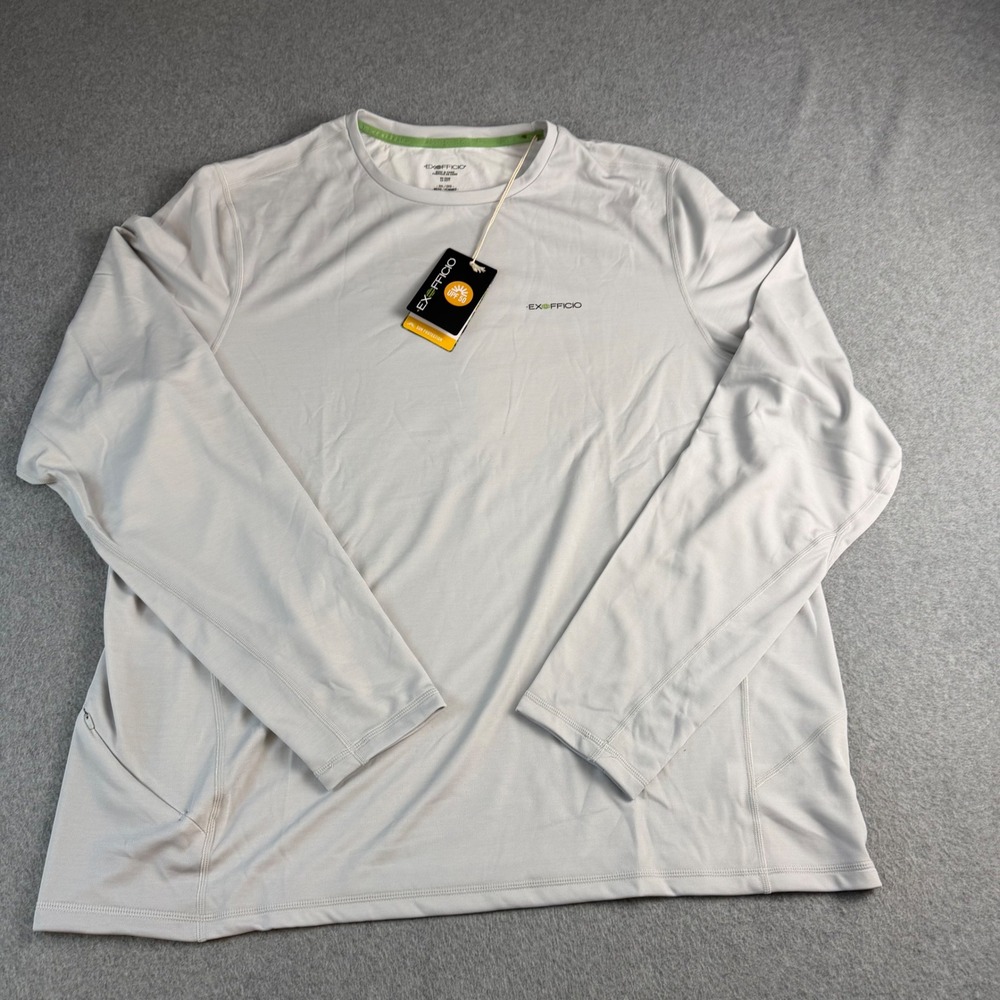 ExOfficio Hyalite LS Shirt Mens 2XL Oyster Gray UPF 50 Sun Protection Hiking NWT